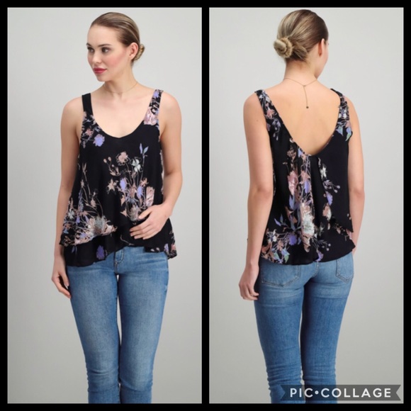 Free People Tops - Free People Black Floral Tank Top Tunic